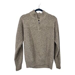 Red Head Heavyweight 1/4 Zip Sweater Mens MED Brown Tweed Chunky Outdoor Preppy